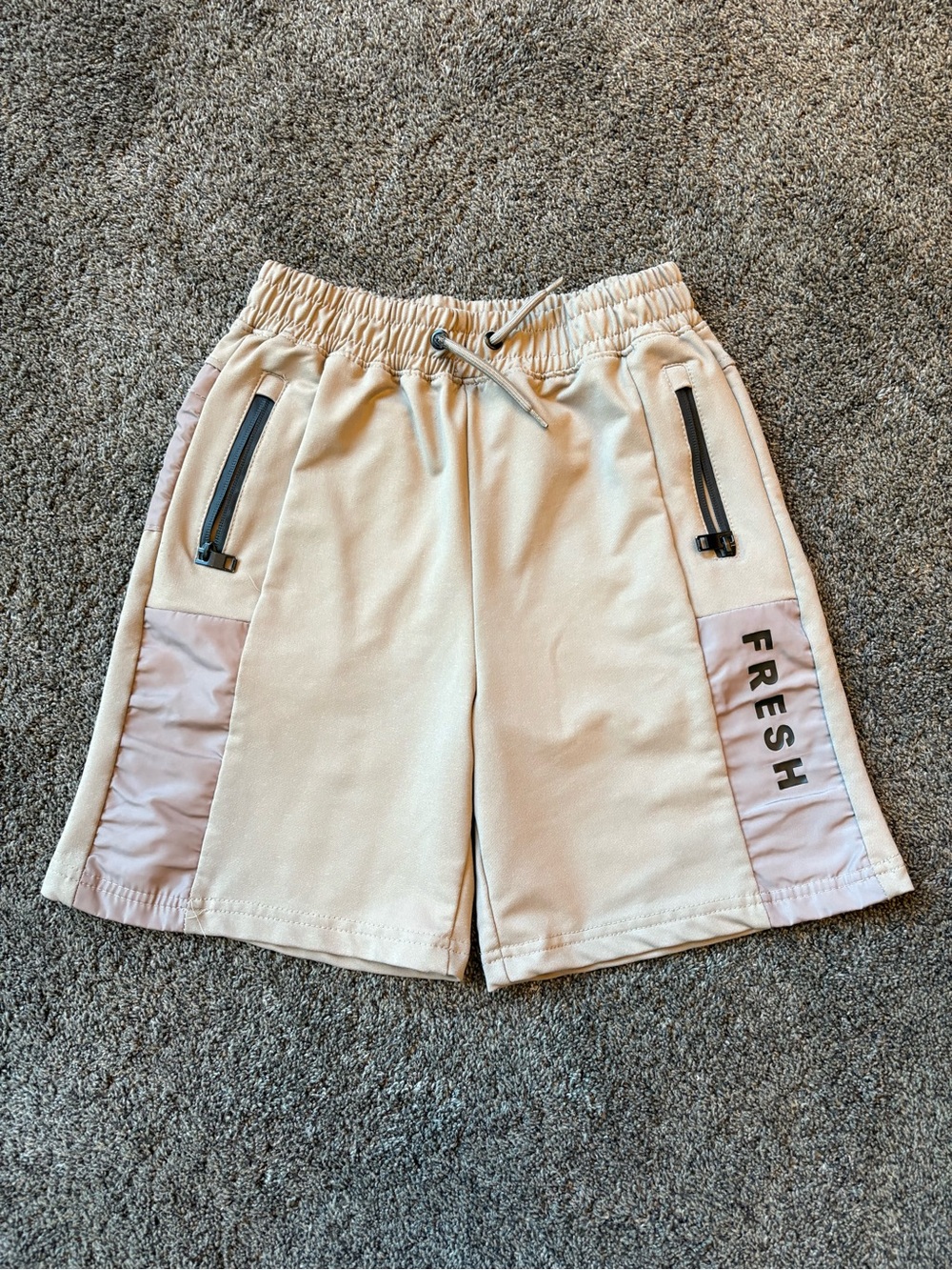 Kids' Beige Drawstring Athletic Shorts